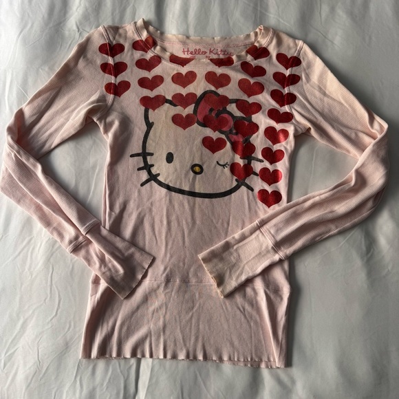 Hello Kitty Pink Thermal Long Sleeve T-Shirt - Picture 1 of 9